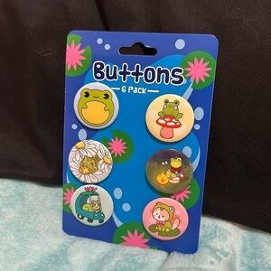 Frog Themed Buttons 6 Pack of Pins